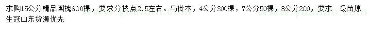 求购15公分精品国槐、4、7、8公分马褂木