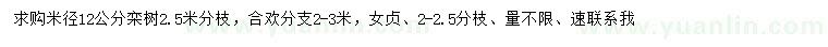 求购栾树、合欢、女贞