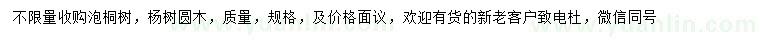 求购泡桐树、杨树圆木