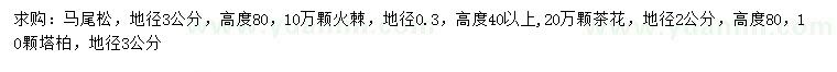 求购马尾松、火棘、茶花等