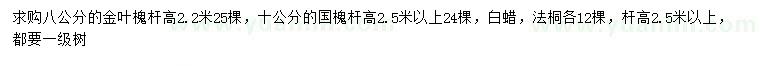 求购金叶槐、国槐、白蜡等