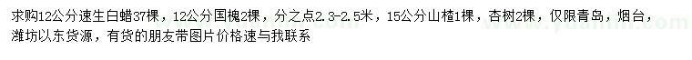 求购速生白蜡、国槐、山楂等