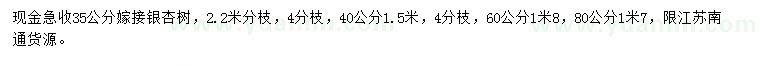 求购35、40、60、80公分嫁接银杏