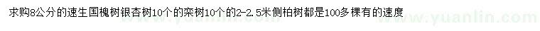 求购速生国槐、栾树、侧柏