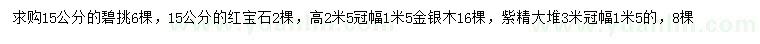 求购碧桃、红宝石、金银木等