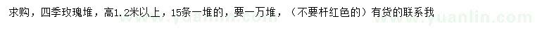 求购高1.2米以上四季玫瑰堆