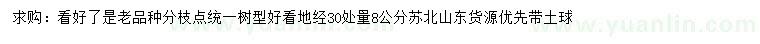 求购地径30公分量8公分老式紫薇		