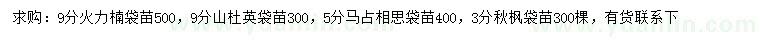 求购火力楠、山杜英、马占相思等