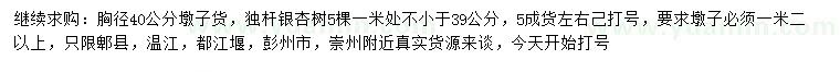 求购胸径40公分银杏