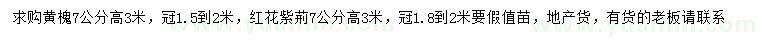 求购7公分黄槐、红花紫荆