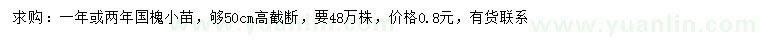 求购高50公分国槐小苗