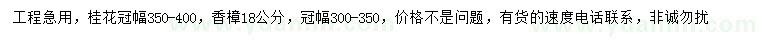 求购冠幅350-400公分桂花、300-350公分香樟