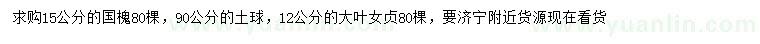 求购15公分国槐、12公分大叶女贞