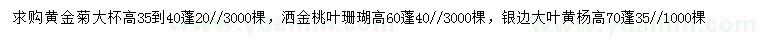 求购黄金菊、洒金桃叶珊瑚、银边大叶黄杨