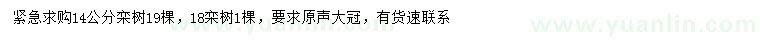 求购14、18公分栾树