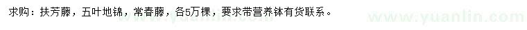 求购扶芳藤、五叶地锦、常春藤