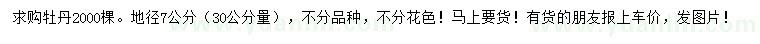 求购30公分量地径7公分牡丹2000棵