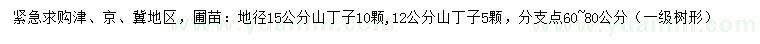 求购地径12、15公分山丁子