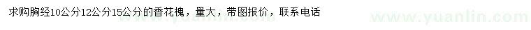 求购胸径10、12、15公分香花槐