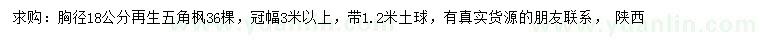 求购胸径18公分五角枫