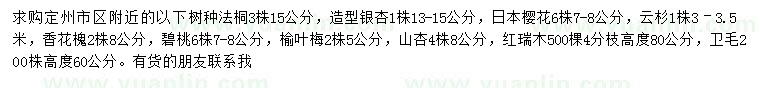 求购法桐、造型银杏、日本樱花等