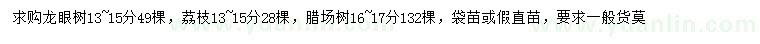 求购龙眼树、荔枝、腊场树