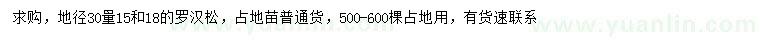 求购30量15、18公分罗汉松