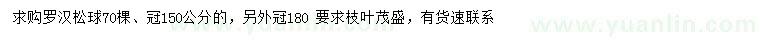 求购冠幅150、180公分罗汉松球