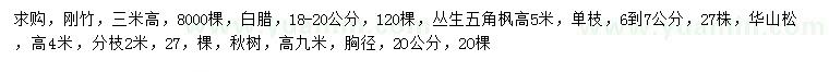 求购刚竹、白蜡、丛生五角枫等