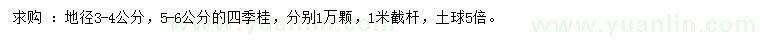 求购地径3-4、5-6公分四季桂