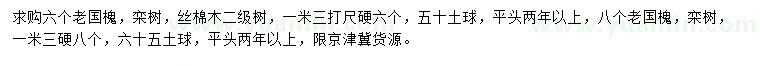 求购老国槐、栾树、丝棉木