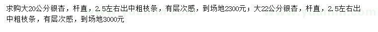 求购20、22公分银杏