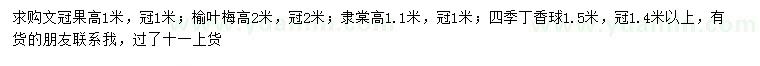 求购文冠果、榆叶梅、棣棠等