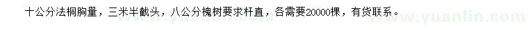 求购10公分法桐、8公分国槐