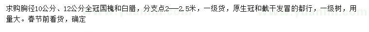 求购胸径10、12公分国槐、胸径10、12公分国槐白腊