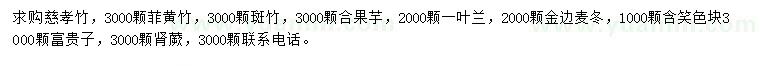 求购慈孝竹、菲黄竹、颗斑竹等