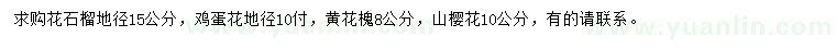 求购地径15公分花石榴