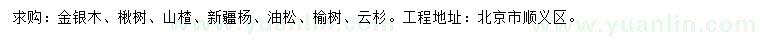 求购金银木、楸树、山楂等