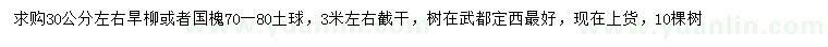 求购30公分左右旱柳、国槐