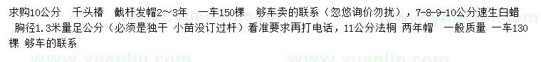 求购千头椿、速生白蜡、法桐