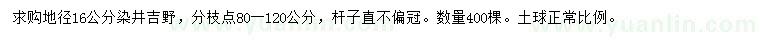 求购地径16公分染井吉野