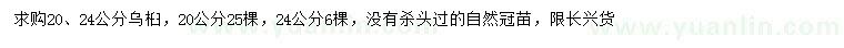 求购20、24公分乌桕