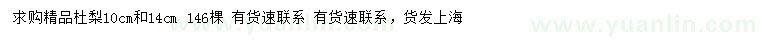 求购10、14公分精品杜梨