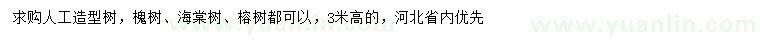 求购槐树、海棠树、榕树