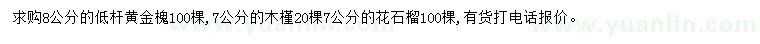 求购黄金槐、木槿、花石榴