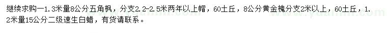 求购五角枫、黄金槐、速生白蜡