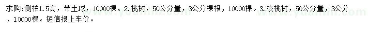 求购侧柏、桃树、核桃树