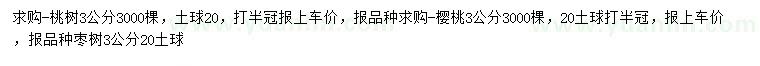 求购3公分桃树、樱桃、枣树