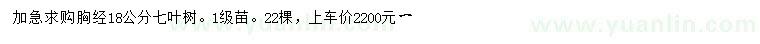 求购胸径18公分七叶树