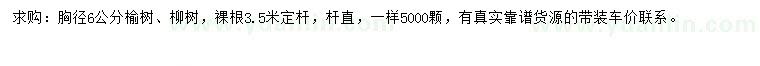 求购胸径6公分榆树、柳树